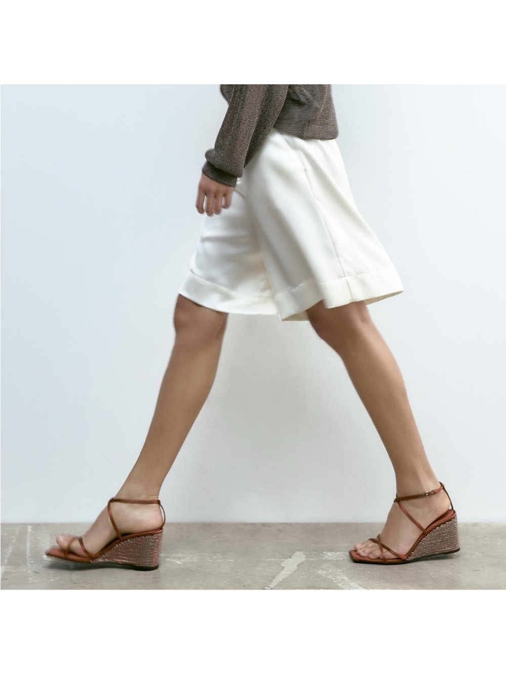 Zara Rhinestone Wedge Sandals NWT